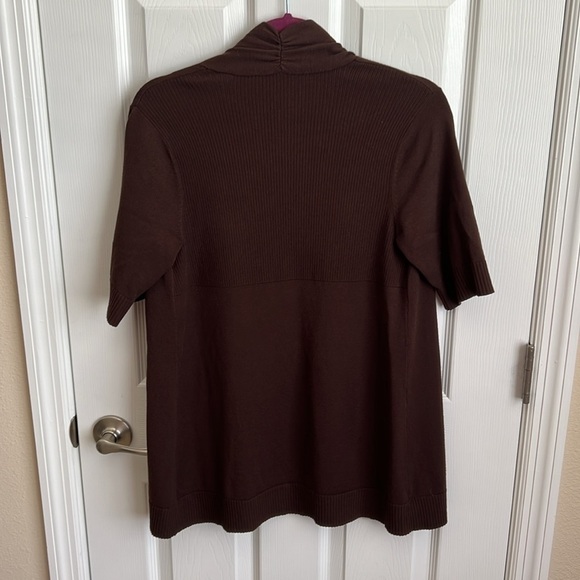 Chicos‎ Brown Cardigan Sweater Short Sleeve Open Front Knit Size 1 Medium - Picture 5 of 8